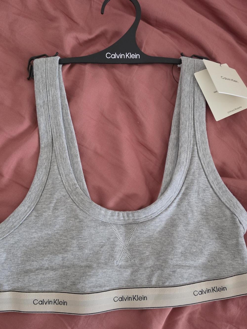 Calvin Klein Light Gray Logo Band Scoop Bralette